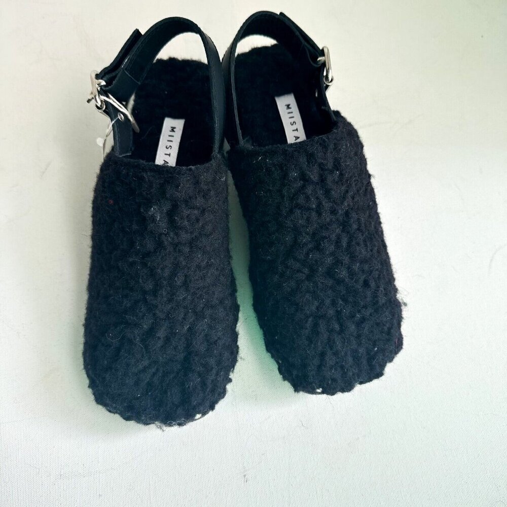 MIISTA Lana Sonic Mules Black Wool Clogs 39